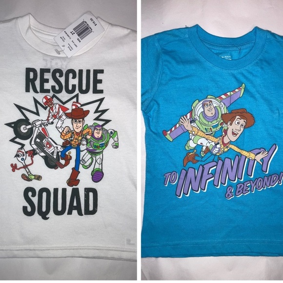 NWT 2 Toy Story Tees Kids 2T Toddler T-Shirt Set Bundle Disney Pixar